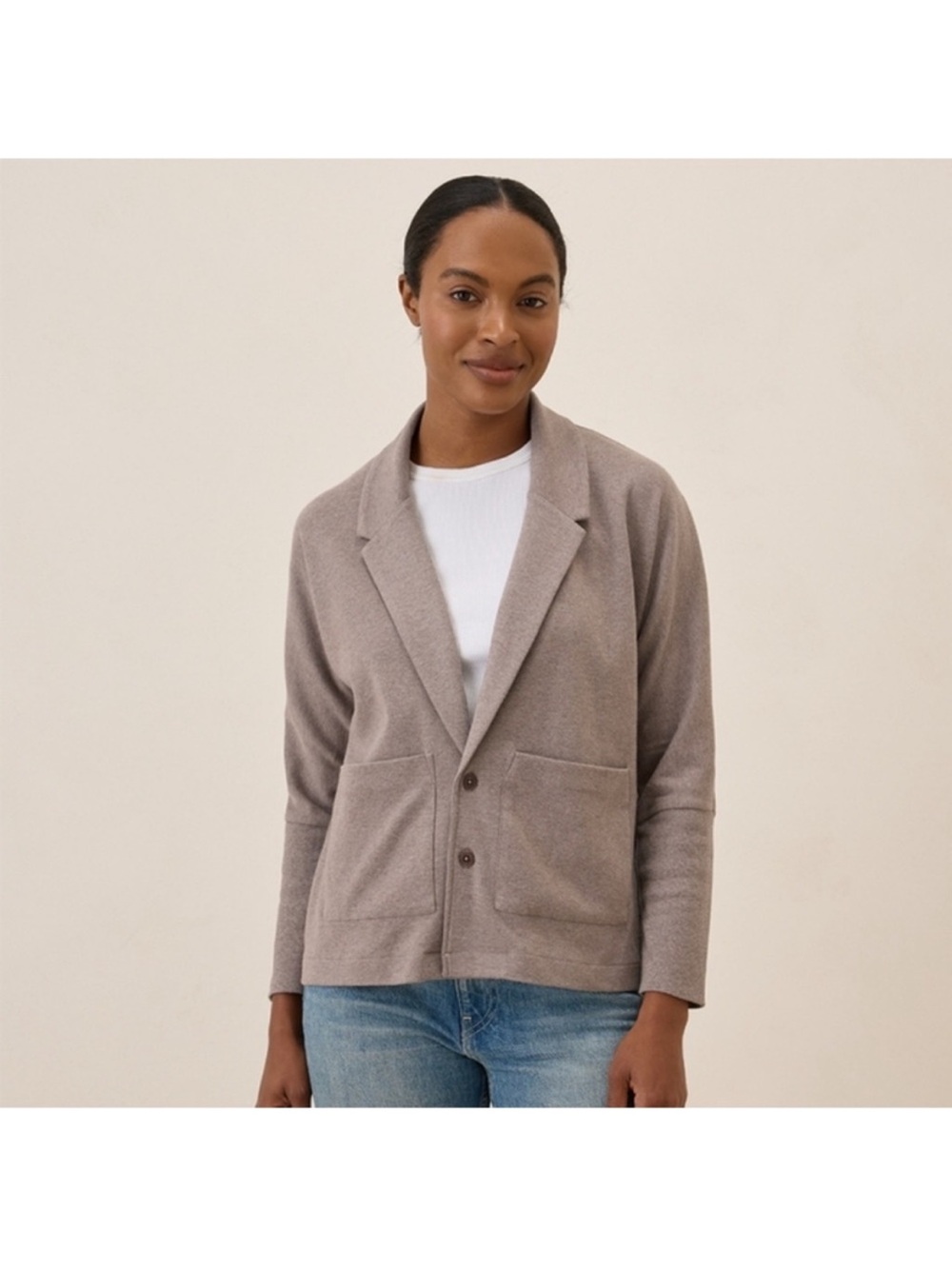 Pact Airplane Relaxed Blazer Deep Taupe Heather